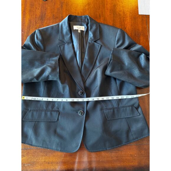 Le Suit 2-Button Evening Blazer Black on Black Metallic Thread Detail Sz 18W - Picture 9 of 11